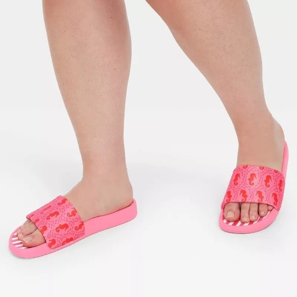 Roller Rabbit x Target Seahorse Slide Sandals Pink Stripe Women's Size 7/8 NWT - Picture 2 of 5